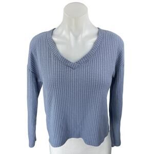 Gap Women's Blue Long Sleeve Ribbed Knit Cropped Pullover Sweater Top Size XS